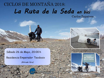 Cartel Ruta de la Seda en bici
