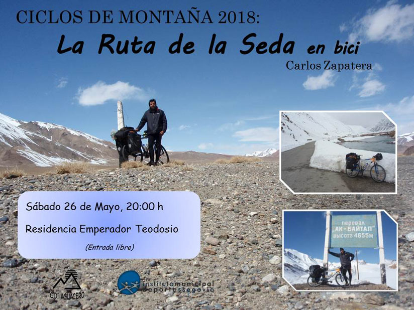 Cartel Ruta de la Seda en bici