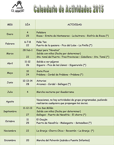 Calendario 2015